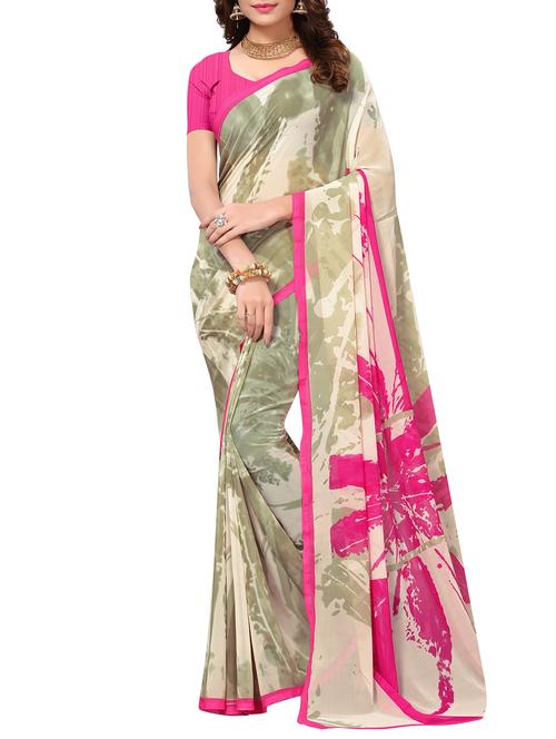 abstract printed saree with blouse - 15738180 - Standard Image - 1