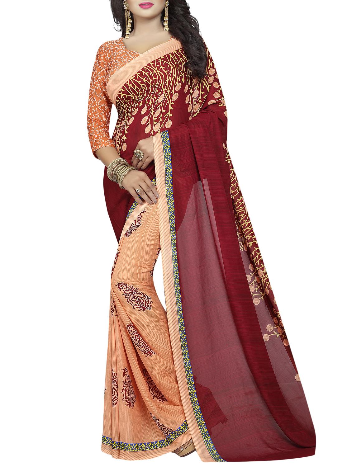 floral half & half saree with blouse - 15738182 - Zoom Image - 1