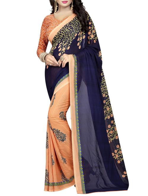 floral half & half saree with blouse - 15738183 - Standard Image - 1