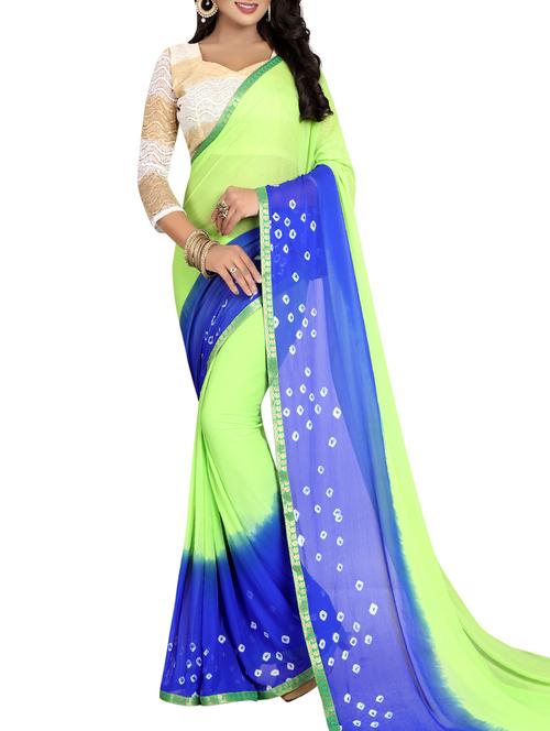 contrast border bandhani saree with blouse - 15738386 - Standard Image - 1