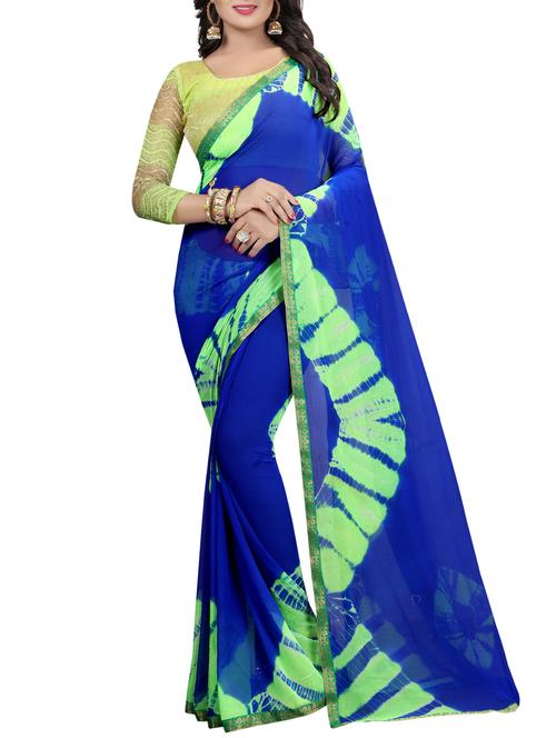contrast shades shibori saree with blouse - 15738387 - Standard Image - 1