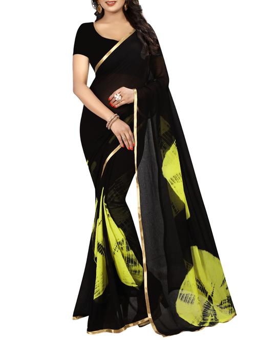 contrast shades tie & dye saree with blouse - 15738389 - Standard Image - 1