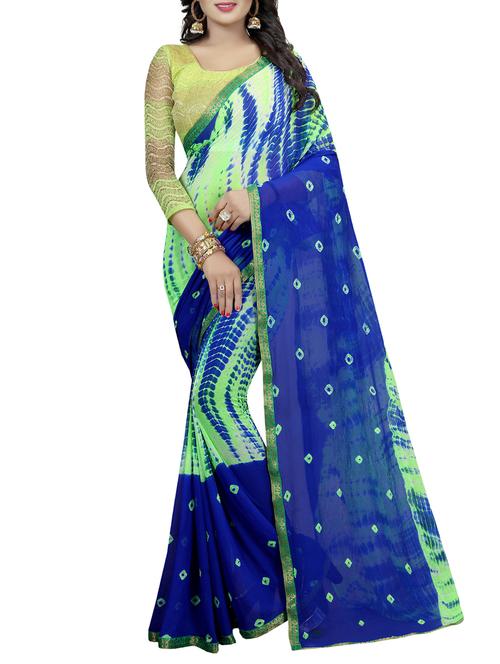 contrast shades shibori saree with blouse - 15738393 - Standard Image - 1