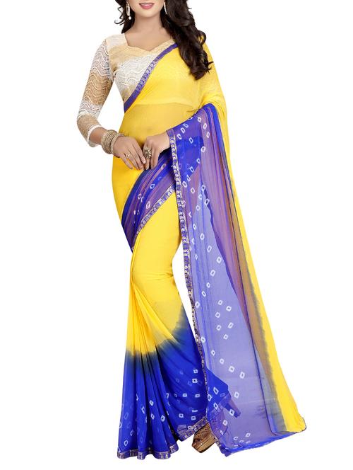 contrast border bandhani saree with blouse - 15738402 - Standard Image - 1
