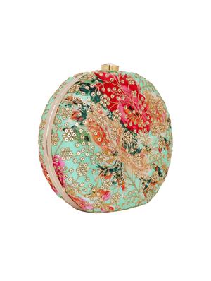 green cotton polyester blend box clutch - 15738586 - Standard Image - 4