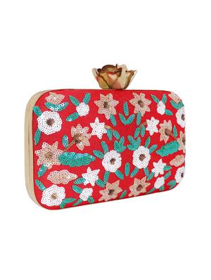 red cotton polyester blend box clutch - 15738587 - Standard Image - 4
