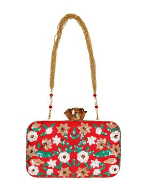 red cotton polyester blend box clutch - 15738587 - Standard Image - 5