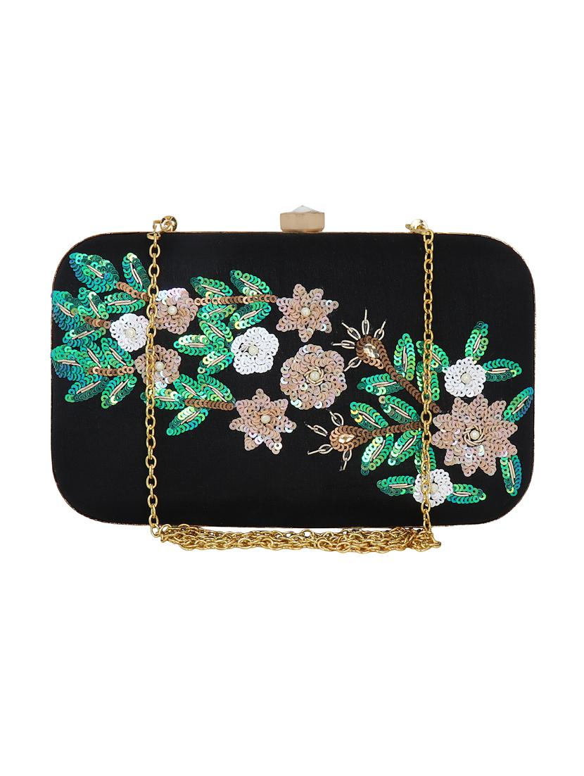 black cotton polyester blend box clutch - 15738588 - Zoom Image - 1