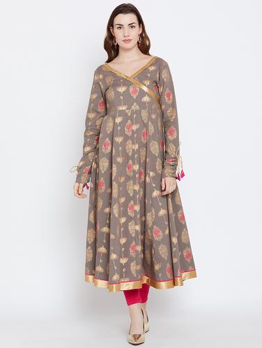 Foil print anarkali kurta - 15738756 - Very Small Image - 1