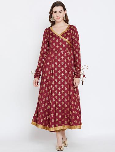 Foil print anarkali kurta - 15738757 - Very Small Image - 1