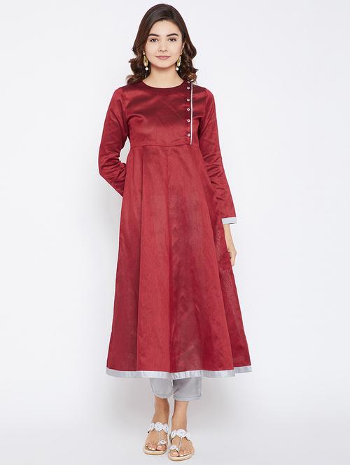 Soild anarkali kurta - 15738758 - Standard Image - 1