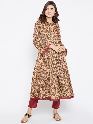 Printed bell sleeves anarkali kurta - 15738759 - Very Small Image - 1