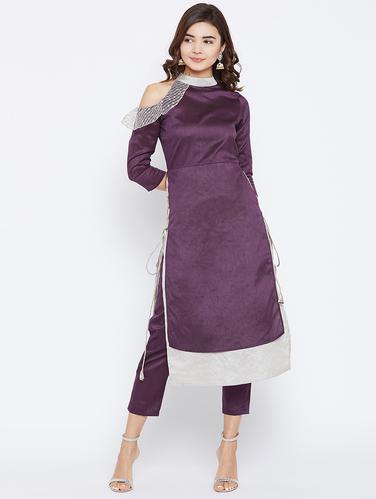 One shoulder down layered kurta - 15738762 - Very Small Image - 1