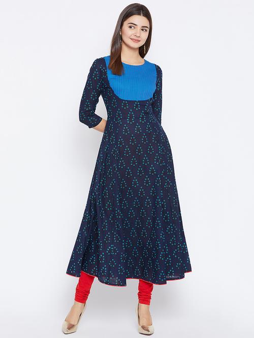Printed flared kurta - 15738778 - Standard Image - 1