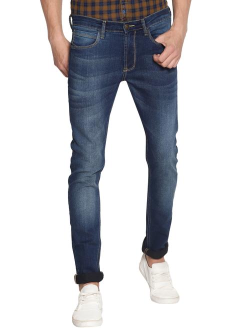 navy blue cotton washed jeans - 15738813 - Standard Image - 1