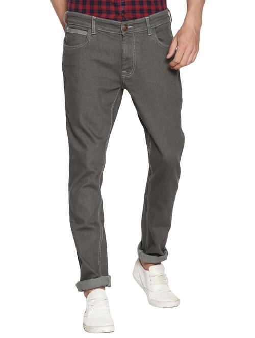 grey cotton plain jeans - 15738816 - Standard Image - 1