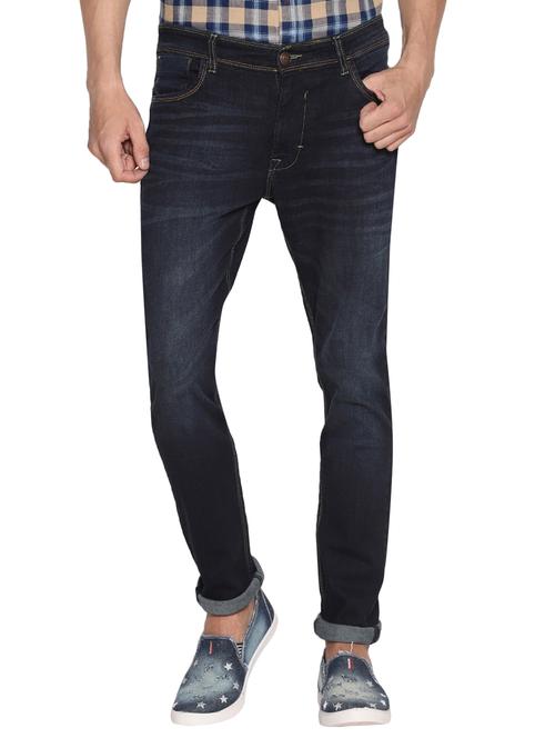 navy blue cotton washed jeans - 15738820 - Standard Image - 1