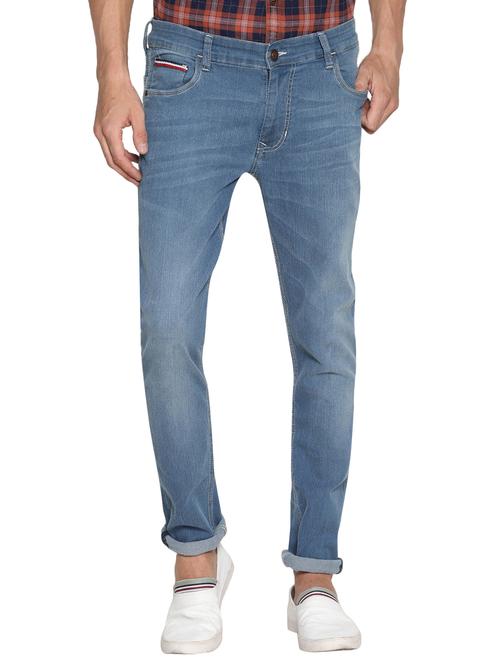 light blue cotton washed jeans - 15738822 - Standard Image - 1