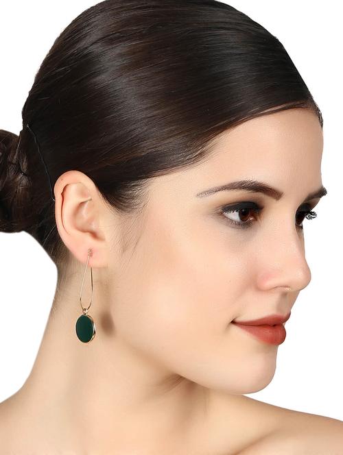 green metal drop earring - 15739011 - Standard Image - 1