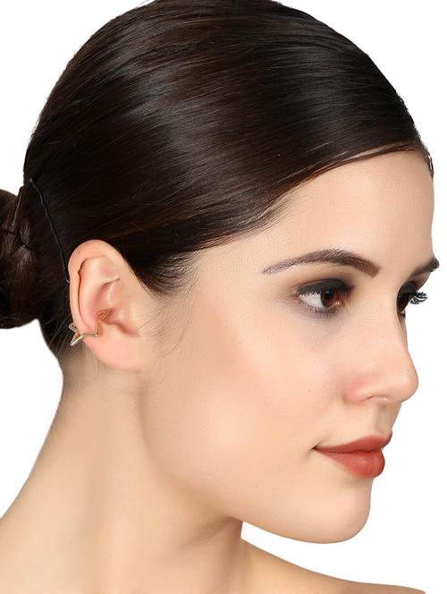 gold metal earcuff earring - 15739012 - Standard Image - 1