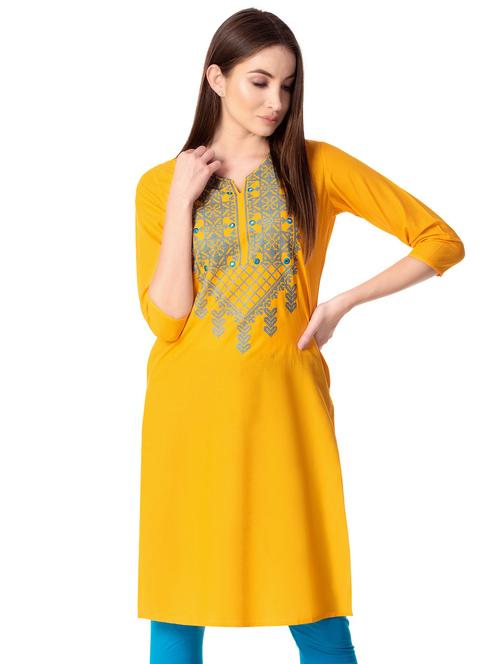 Embroidered straight kurta - 15739048 - Standard Image - 1