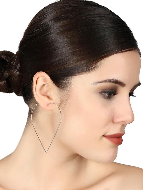silver metal drop earring - 15739064 - Standard Image - 1