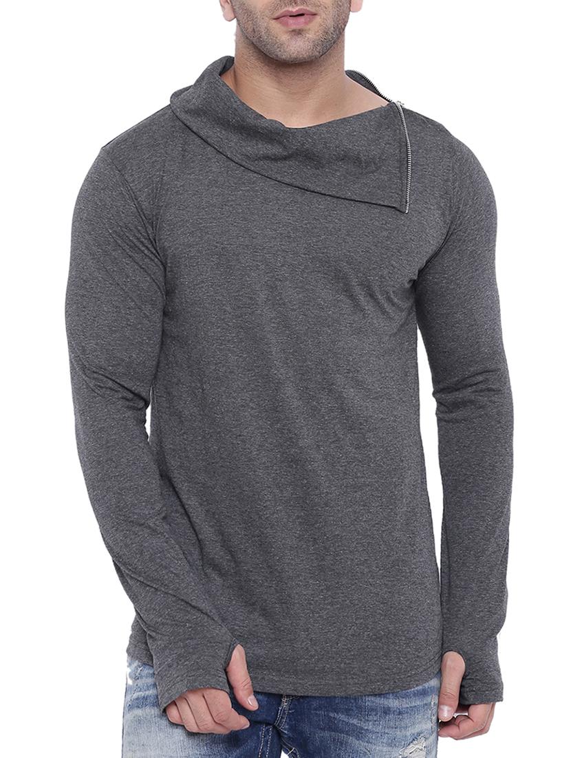 grey cotton thumb hole tshirt - 15739154 - Zoom Image - 1