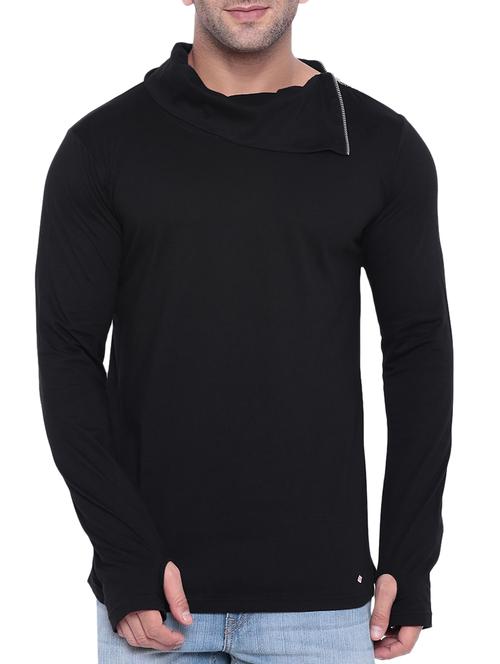 black cotton thumb hole tshirt - 15739155 - Standard Image - 1
