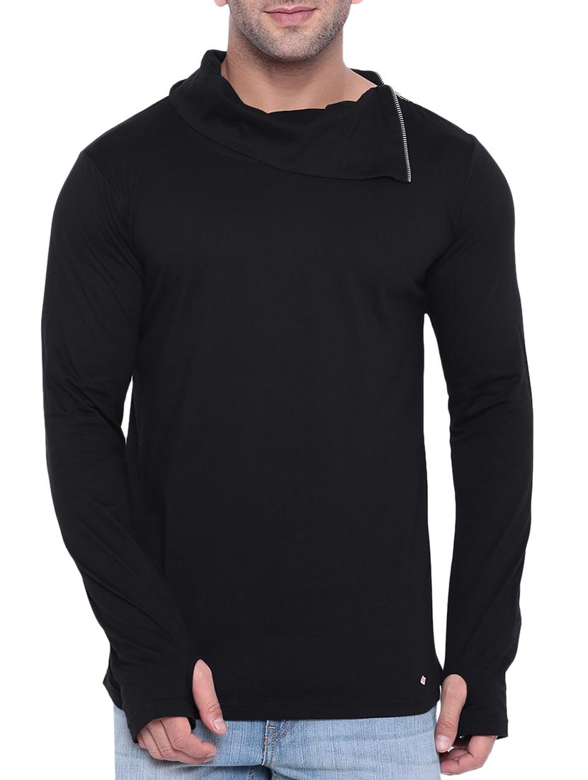black cotton thumb hole tshirt - 15739155 - Zoom Image - 1