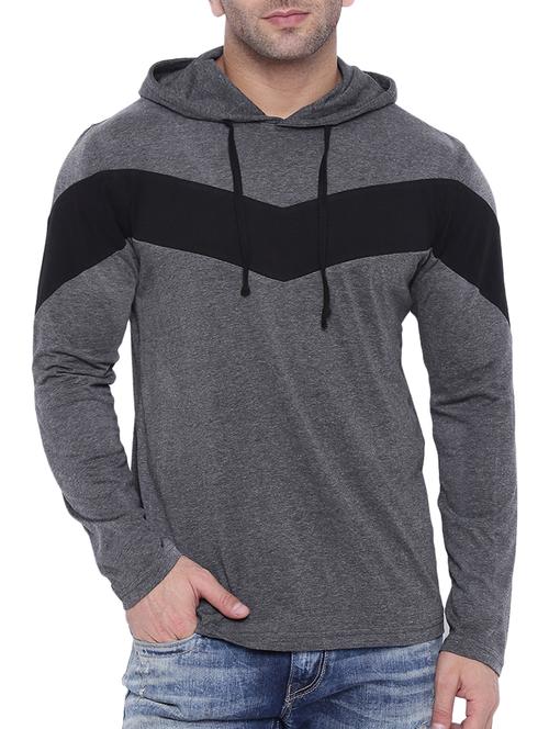 grey cotton color block t-shirt - 15739167 - Standard Image - 1