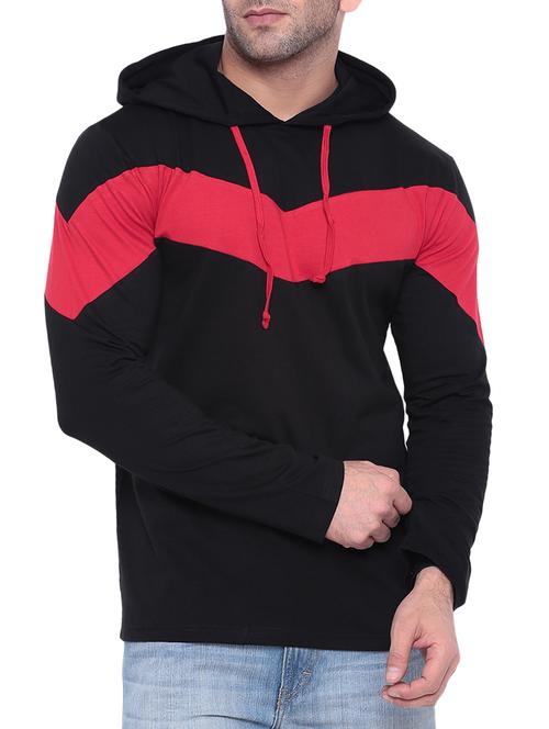 black cotton color block t-shirt - 15739168 - Standard Image - 1