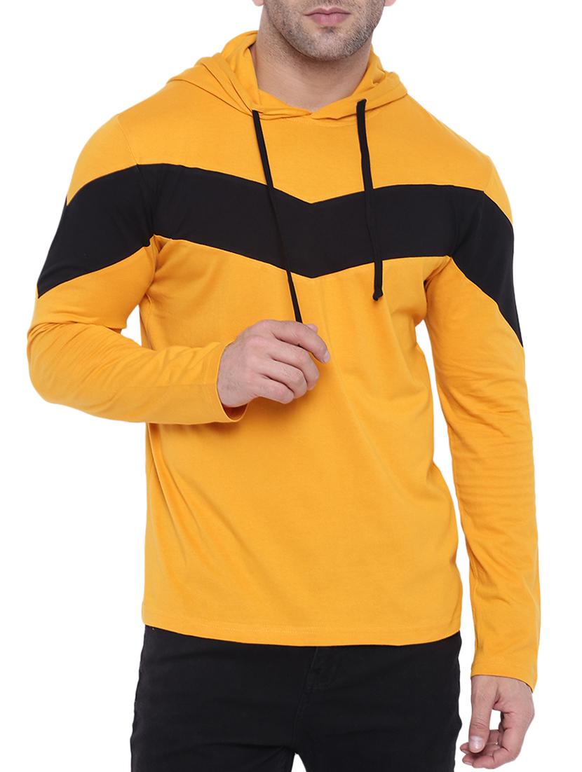yellow cotton color block t-shirt - 15739169 - Zoom Image - 1