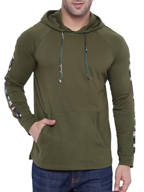 olive green cotton raglan t-shirt - 15739171 - Standard Image - 1