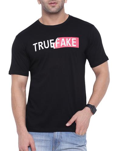 black cotton chest print t-shirt - 15739187 - Very Small Image - 1