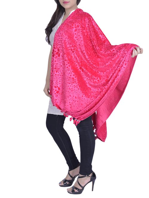 Velvet self-design dupatta - 15739253 - Standard Image - 1