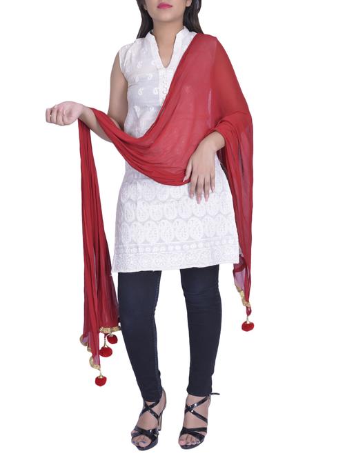 Plain dupatta with tassels - 15739258 - Standard Image - 1