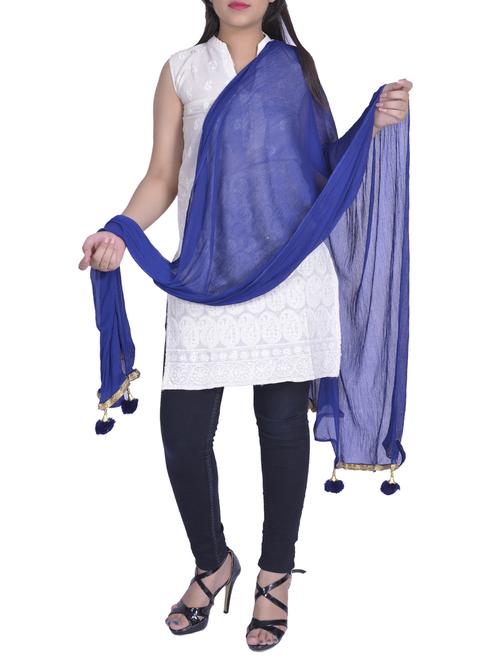 Plain dupatta with tassels - 15739259 - Standard Image - 1
