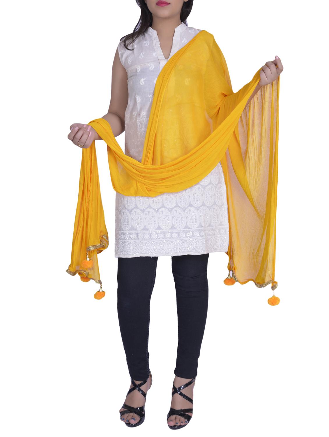 Plain dupatta with tassels - 15739260 - Zoom Image - 1