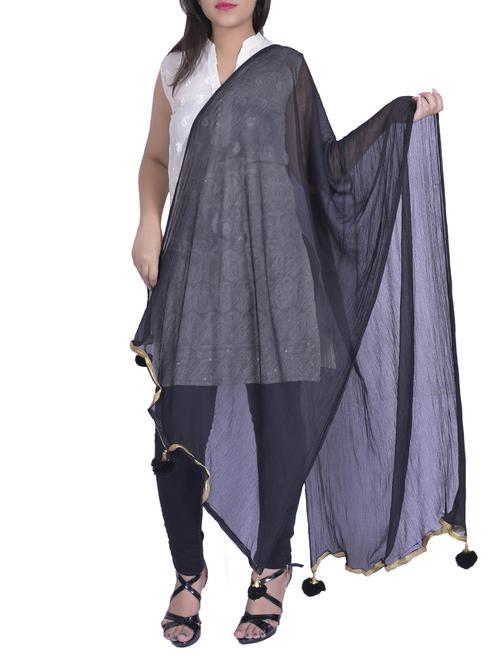 Plain dupatta with tassels - 15739261 - Standard Image - 1