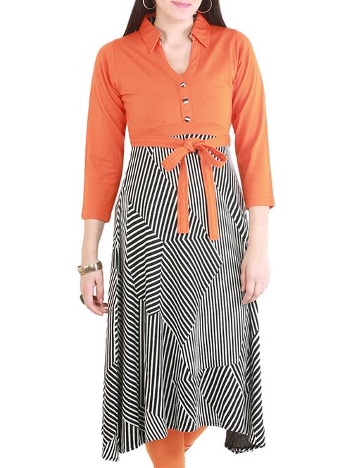 orange wool woolen kurta - 15739660 - Standard Image - 1