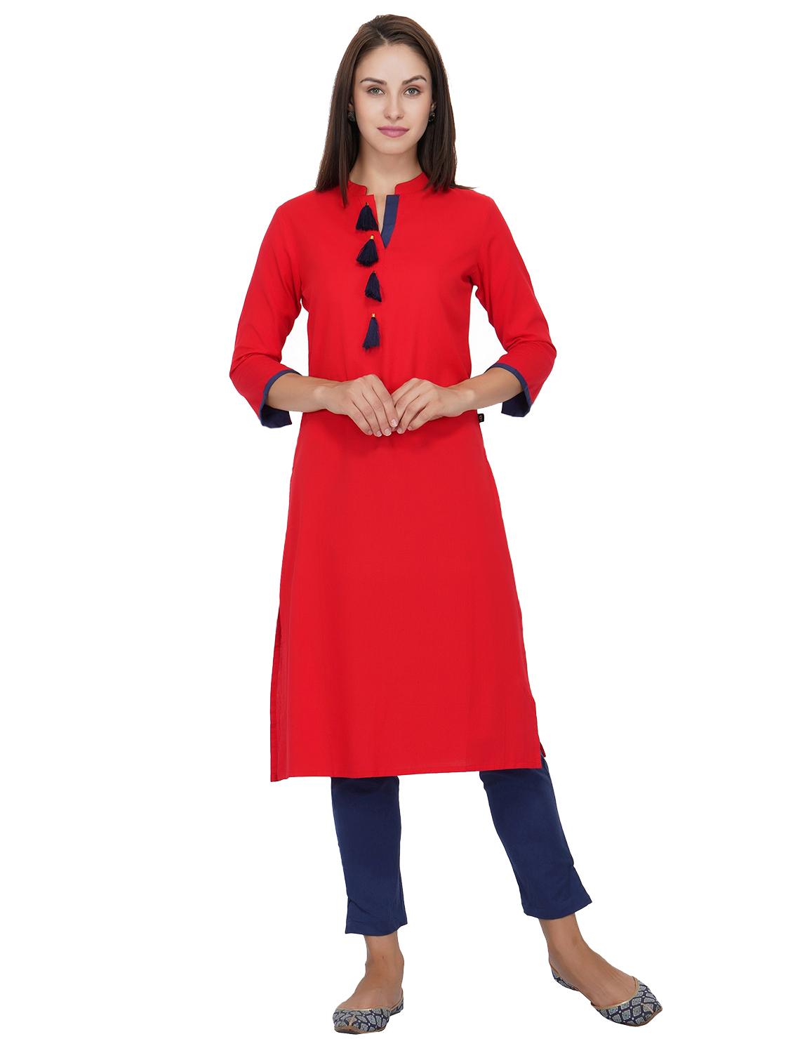Straight kurta with tassels - 15740011 - Zoom Image - 1