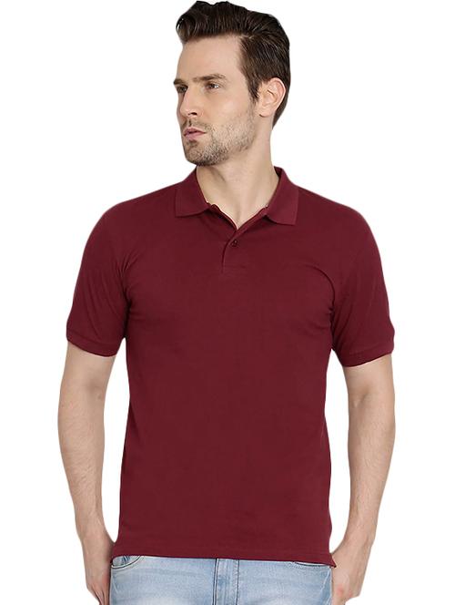 maroon cotton blend polo t-shirt - 15741043 - Standard Image - 1