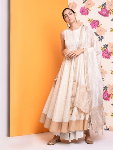 Zari self-design kalidaar palazzo suit with drawstring - 15741208 - Very Small Image - 1