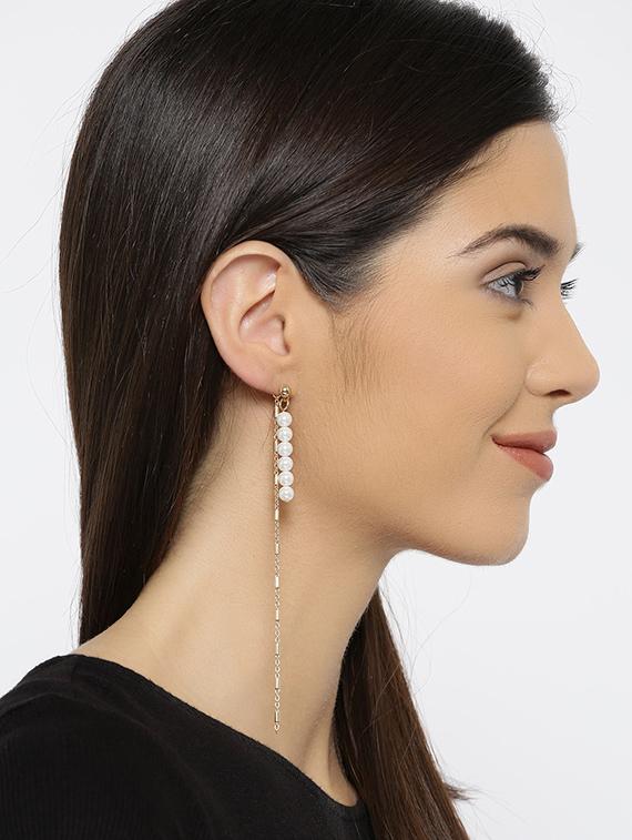 white metal drop earrings - 15743329 - Zoom Image - 1
