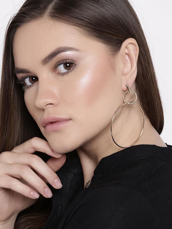 gold metal drop earrings - 15743351 - Zoom Image - 1