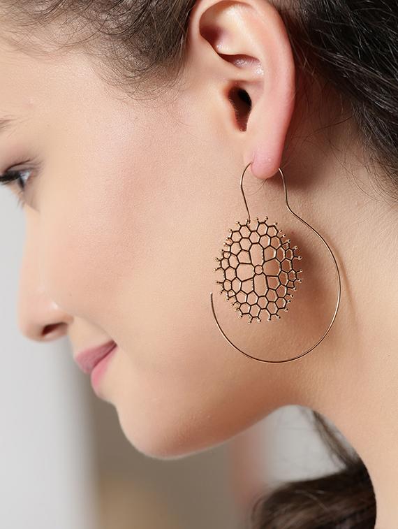gold metal hoop earring - 15743402 - Zoom Image - 1