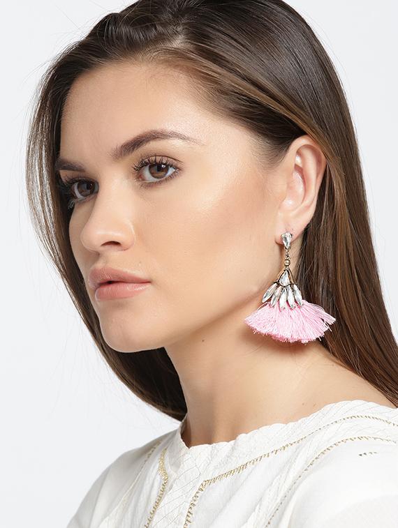 pink metal drop earring - 15743414 - Zoom Image - 1