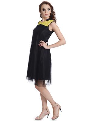 contrast lace paneled mesh dress - 15743440 - Standard Image - 2