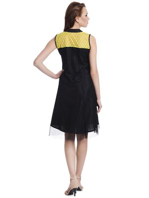 contrast lace paneled mesh dress - 15743440 - Standard Image - 3