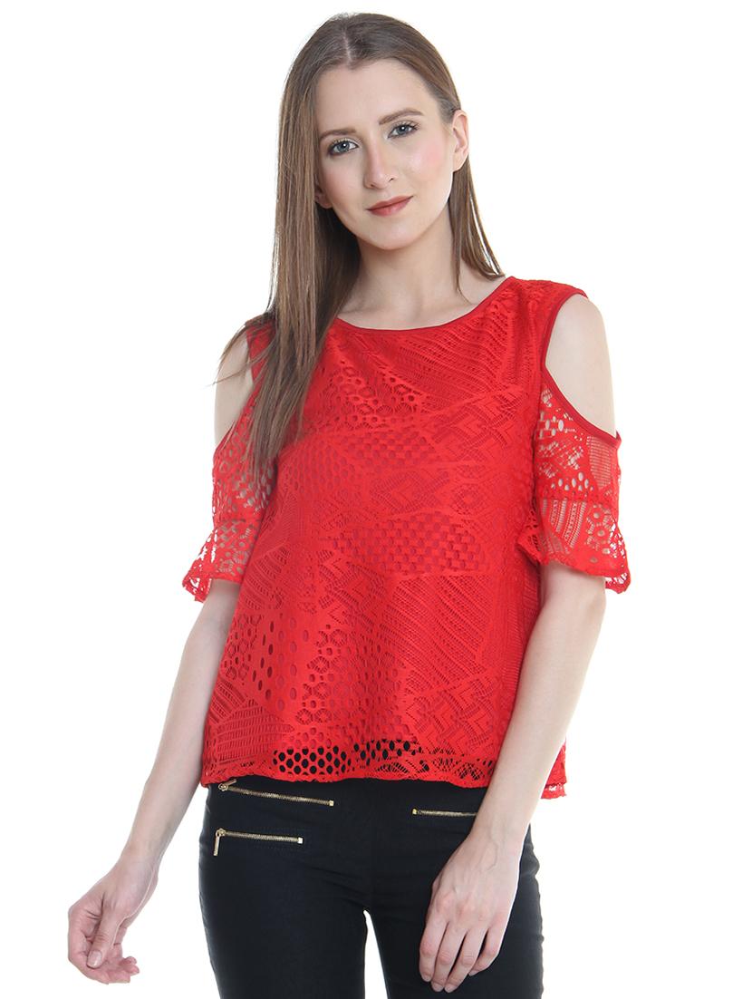 cold shoulder lace top - 15744269 - Zoom Image - 1